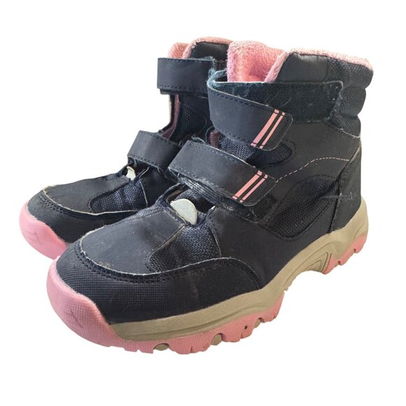 Kids High-Top Winter Boots Size 3 Hook and Loop Straps & Pink Lining - Picture 1 of 7